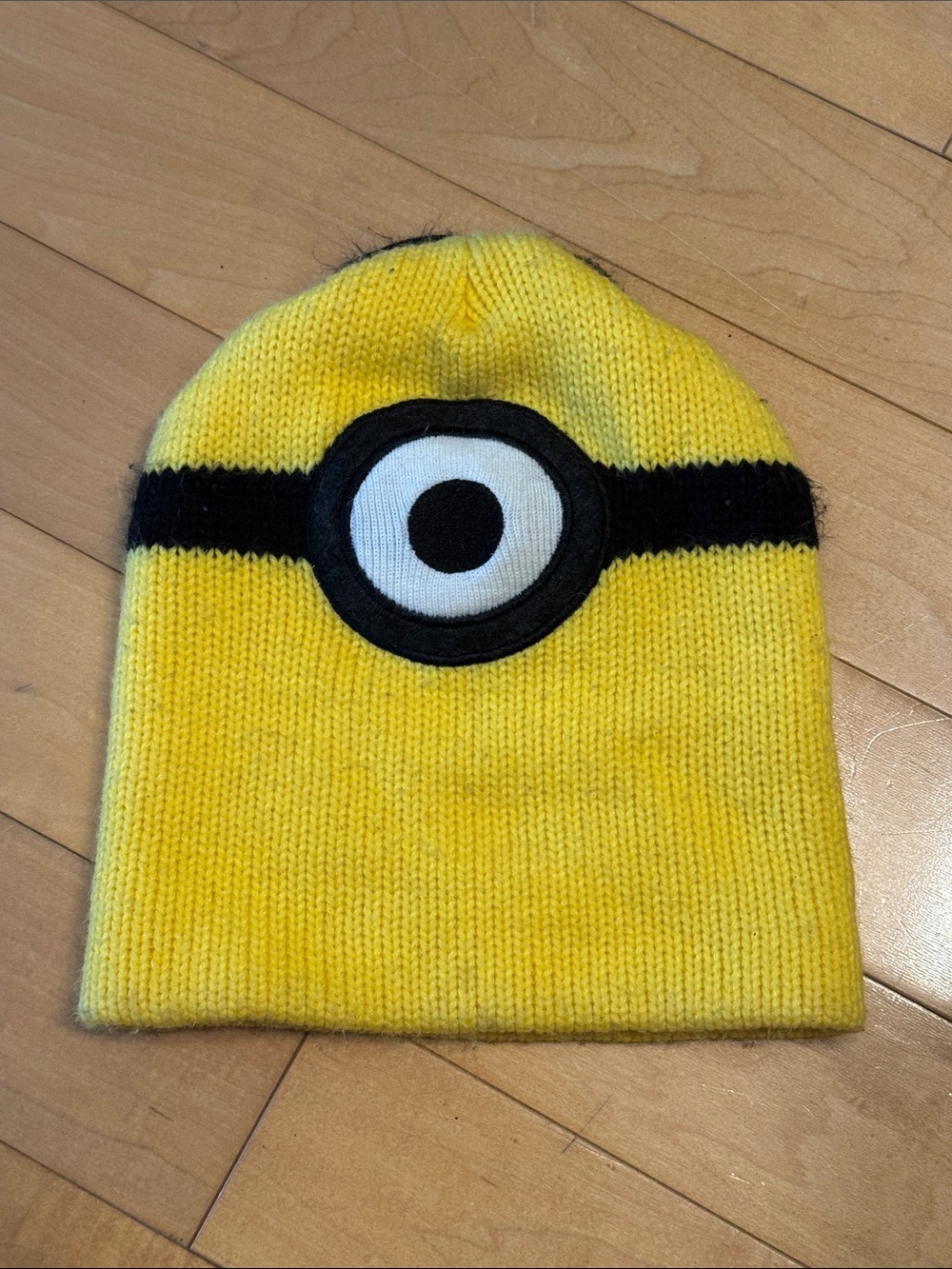 Kids Yellow Minion Inspired Knit Beanie Double Layer